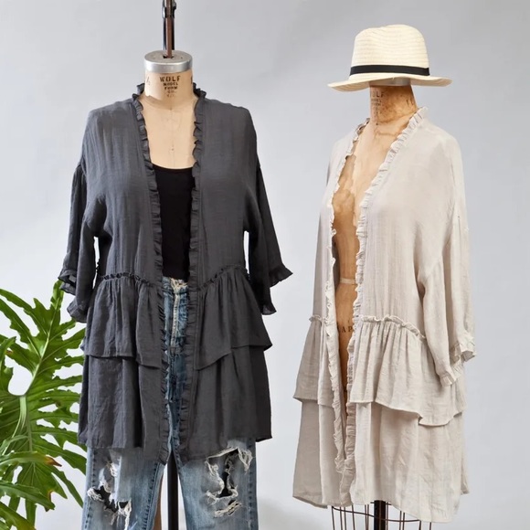 Cream Ruffled Kimono - Picture 2 of 3